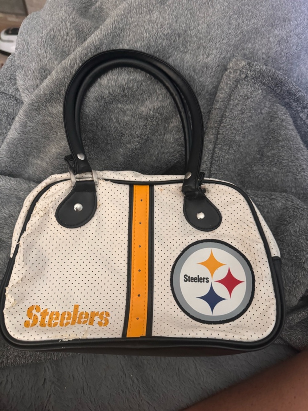 NFL White, Black and Gold Mini Satchel - Steelers Logo